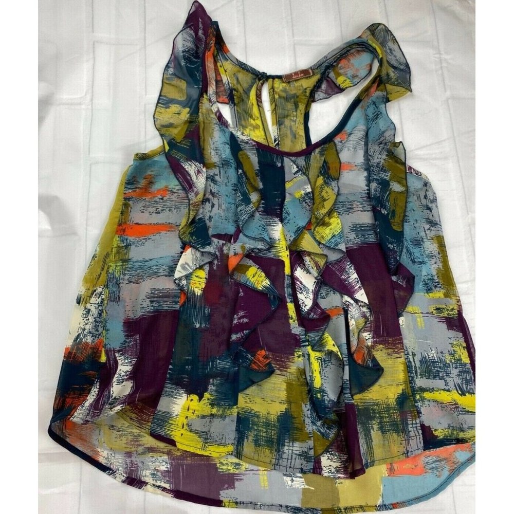 DMBM Ruffle Front Sleeveless Top Tank Women's M